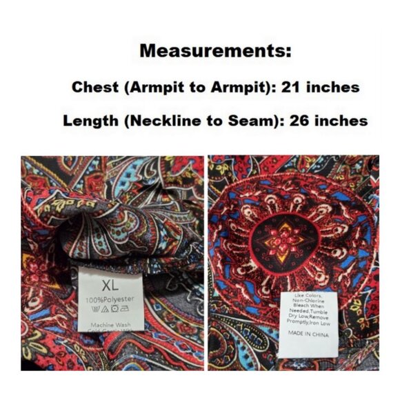 Floral & Geometric Design V-Neck Ruffled Sleeve Bohemian Women Blouse (XL) NEW - Picture 8 of 13